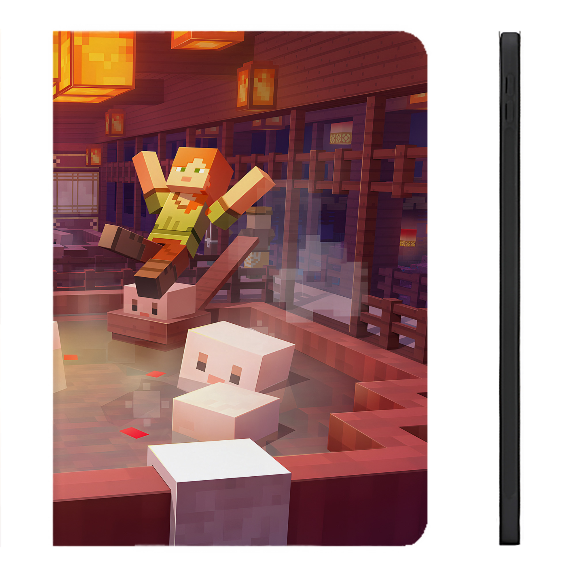 （画像用） マインクラフト ブロックの世界 Minecraft MC Block world IPadケース ペンホルダー付き ブックスタイルデザイン